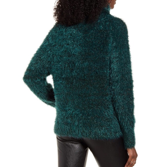 Leith Metallic Eyelash Turtleneck Fuzzy Sweater XS - Picture 2 of 6